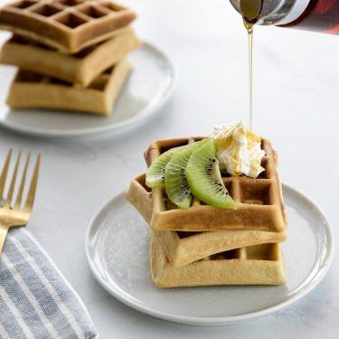 Visit Gluten Free Almond Waffles with Whipped Mascarpone Cheese and Kiwi Recipe