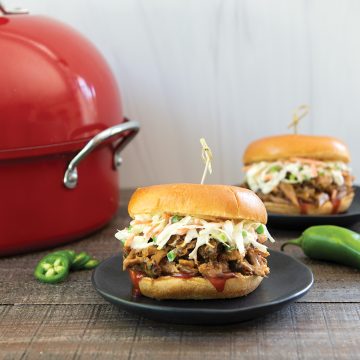BBQ Smoked Pulled Pork Sandwiches with Jalapeño Coleslaw
