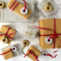 Wrapped gifts with collectible ornaments attached