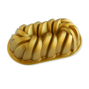 75th Anniversary Braided Loaf Pan, gold exterior