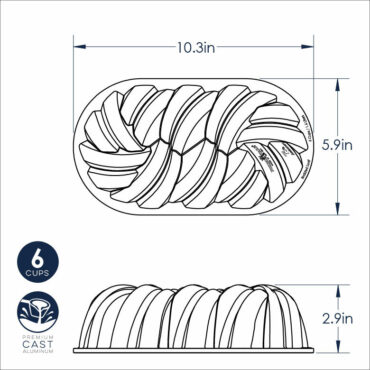 Dimensional Drawing 75th Anniversary Braided Loaf Pan