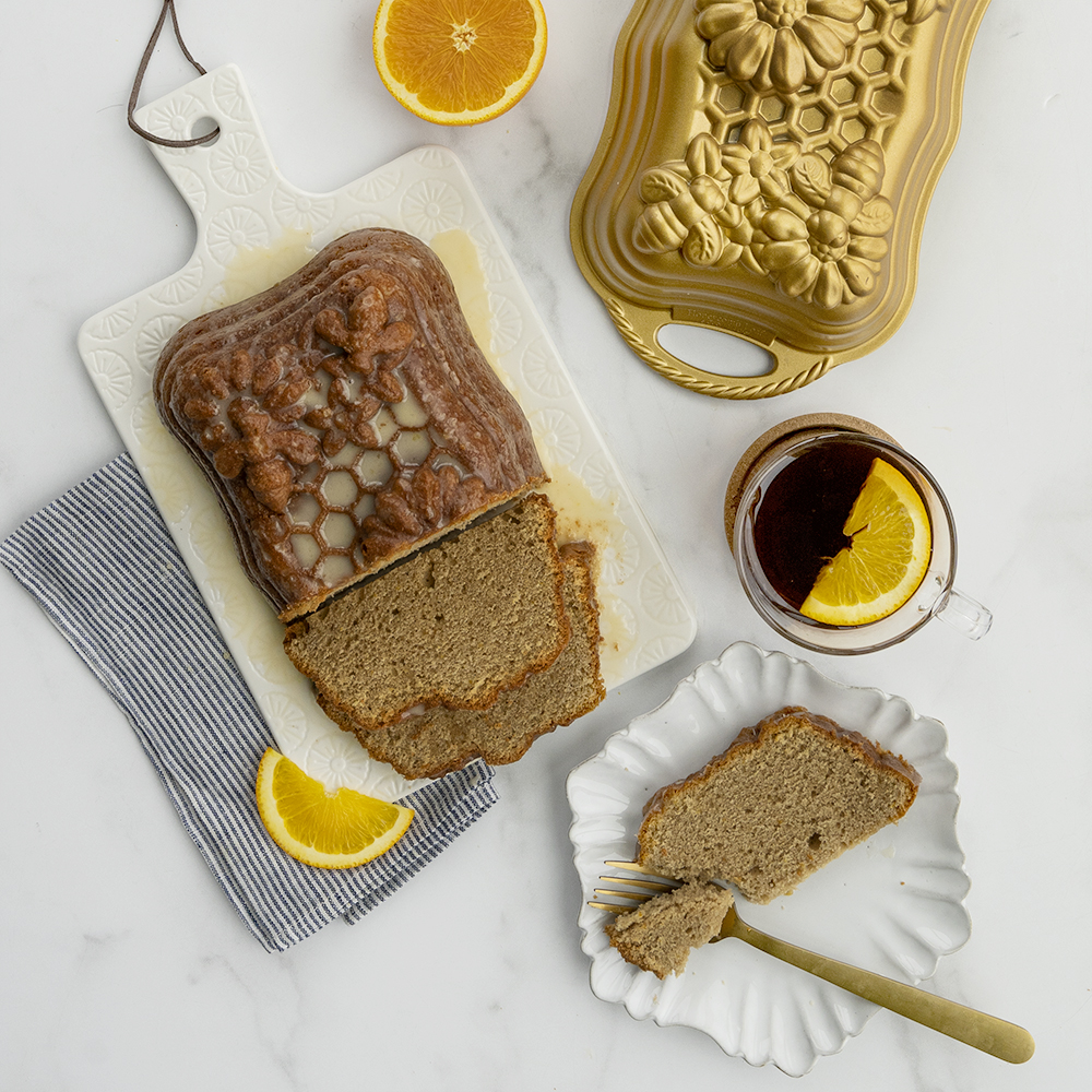 Orange Black Tea Loaf Cake with Honey Citrus Glaze