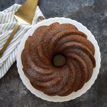 Baked Swirl Bundt Caked with sugar