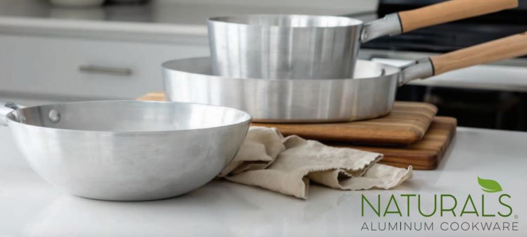 Naturals Cookware Collection closeup with logo