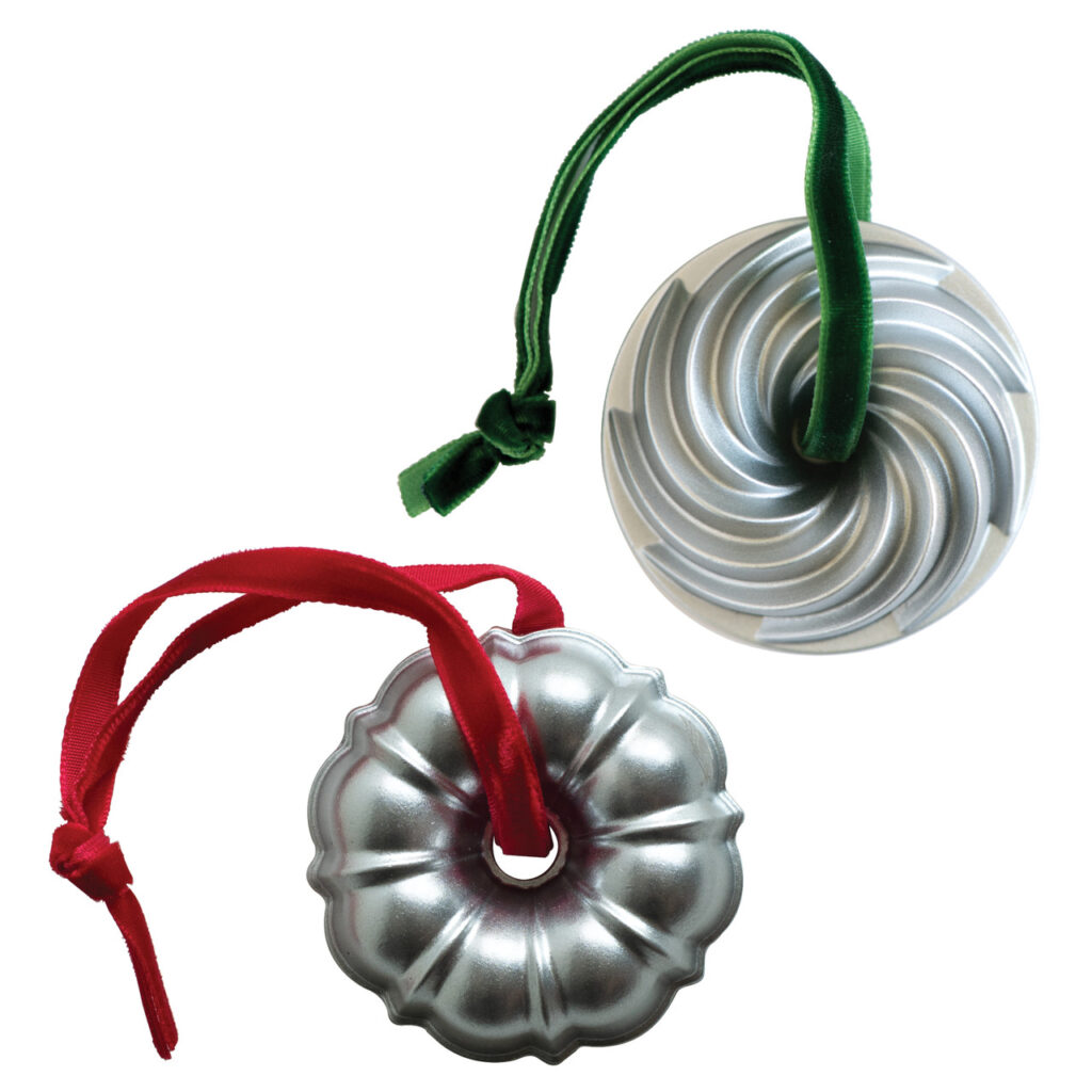 Set of 2 Silver Collectible Cast Ornaments, Classic and Heritage Bundt® Holiday Gifts Nordic