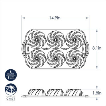 Swirl Bundtlette Dimensional Drawing