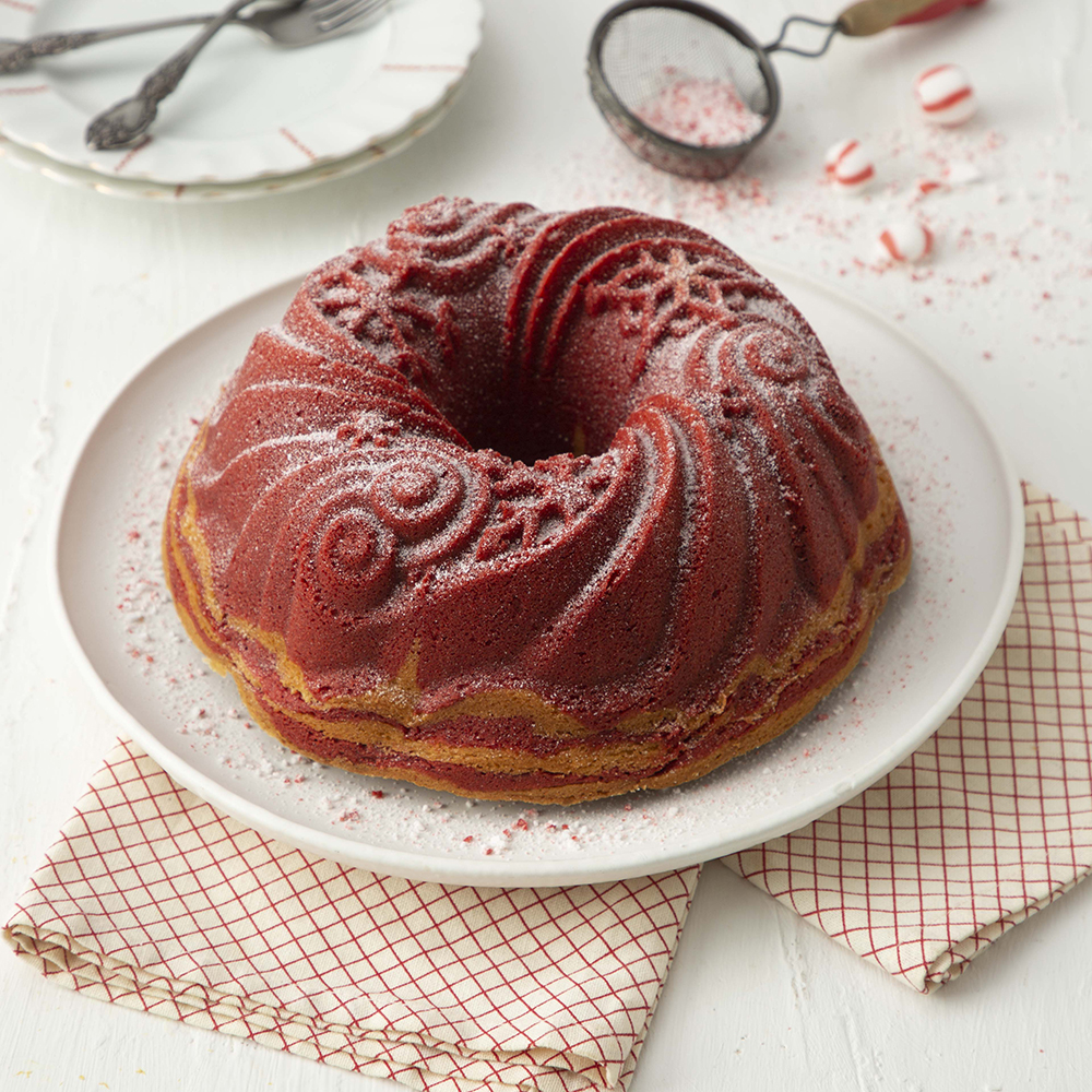 Vanilla Peppermint Swirl Bundt Cake