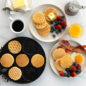 breakfast scene with pattern pancakes in pancake pan