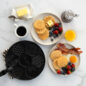 breakfast scene with pattern pancake pan