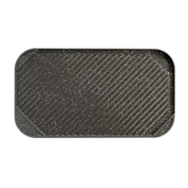 An image of the grill side of the reversible griddle on a white background