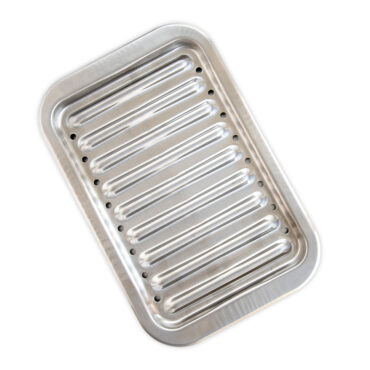 Image of a broiling set featuring a ribbed broiling rack and a multi-purpose baking/drip pan.