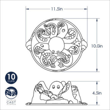 Octopus Cake Pan Dimensional Drawing