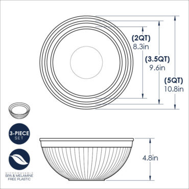 dimensional drawing of prep and serve bowls