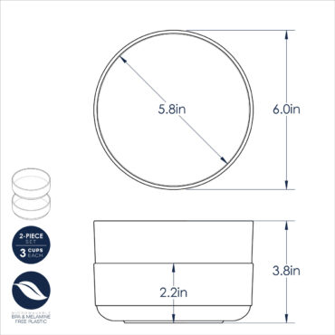 6in Soup & Salad Bowls dimensional drawing
