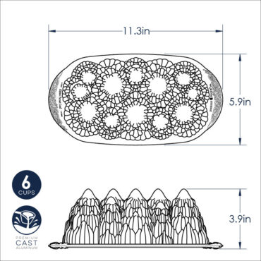 image of the dimensions of the Alpine Forest Loaf Pan
