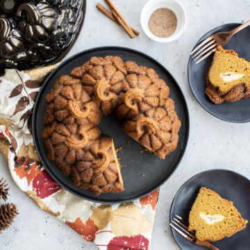 Pumpkin Patch Bundt Cake with Spiced Cream Cheese Filling