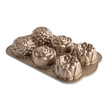Floral Cakelet Pan Product Image, exterior toffee color