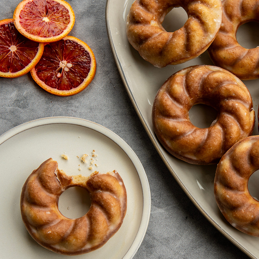 Baked French Twist Donuts on a platter