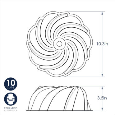 Swirl Bundt® Pan Dimensional Drawings