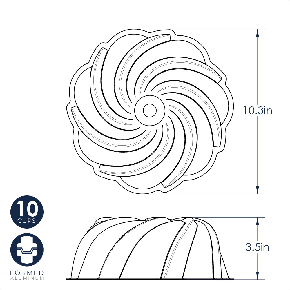 Nordic Ware Bundt Duet Pan, Gegoten Aluminium Bundt Tin, Bundt Cake Tin Voor 2 Cakes Fleur De Lis En Kugelhopf Hoogwaardige Taartvorm Gemaakt In De Vs Kleur Grafiet