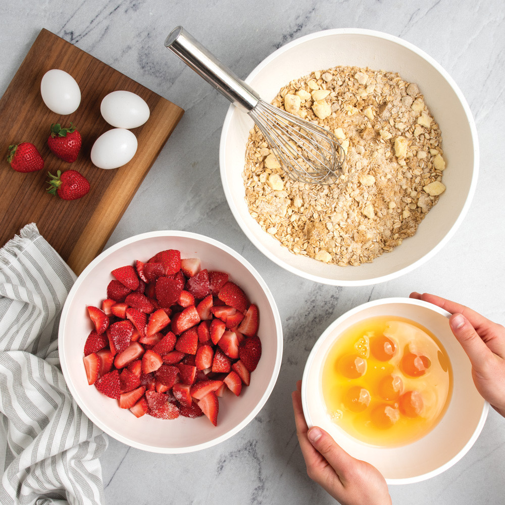 3 Piece Prep & Serve Mixing Bowl Set, White | Microwave Safe Bowls