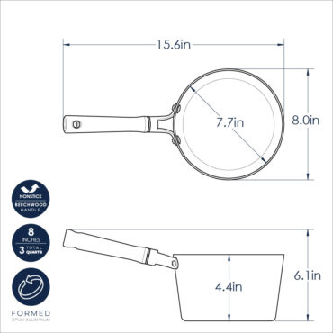 Nordic Ware 3-quart ceramic nonstick saucepan in cardamom color with lid and long handle