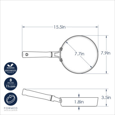Nordic Ware 8-inch cardamom ceramic nonstick skillet, round with sloped sides and light speckled finish