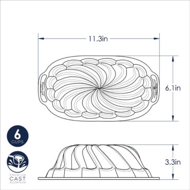 Pirouette Loaf Pan dimensional drawing