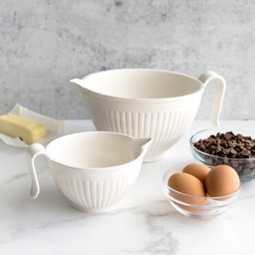 Better Batter Bowl and Micro Mix and Melt Collection group shot with baking ingredients in bowls.