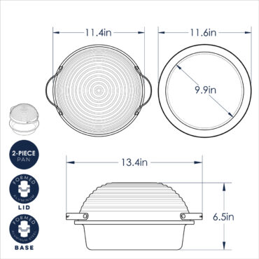 Sourdough Pan with Lid dimensional drawing