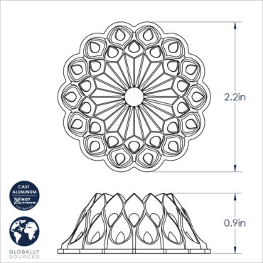 Crown Bundt Ornament dimensional drawing