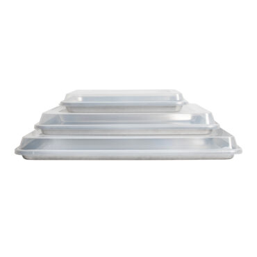 6 Piece Baking Sheet and Lid set stacked, side angle