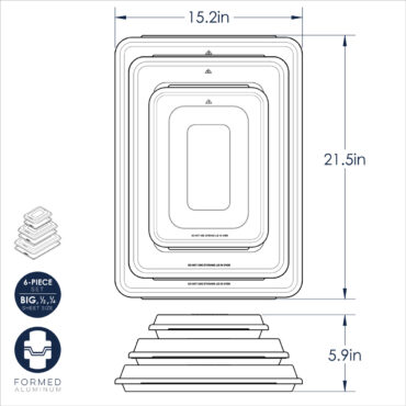 6pc Baking Sheet & Lids Set dimensional drawing