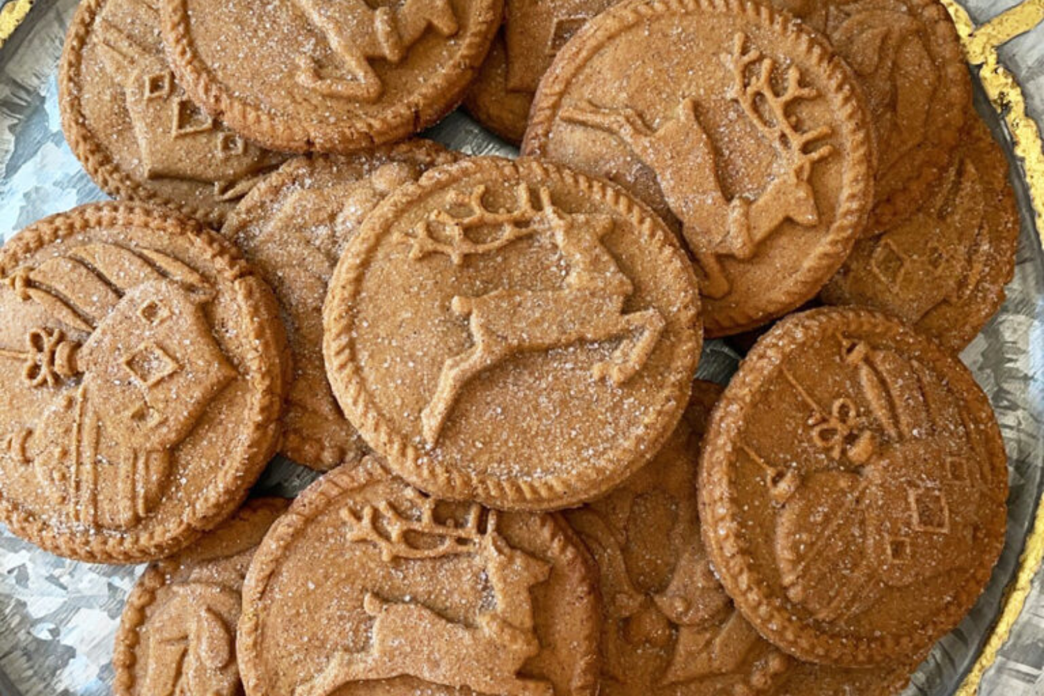 Gingerbread Cookies with Yuletide Cookie Stamp designs. 