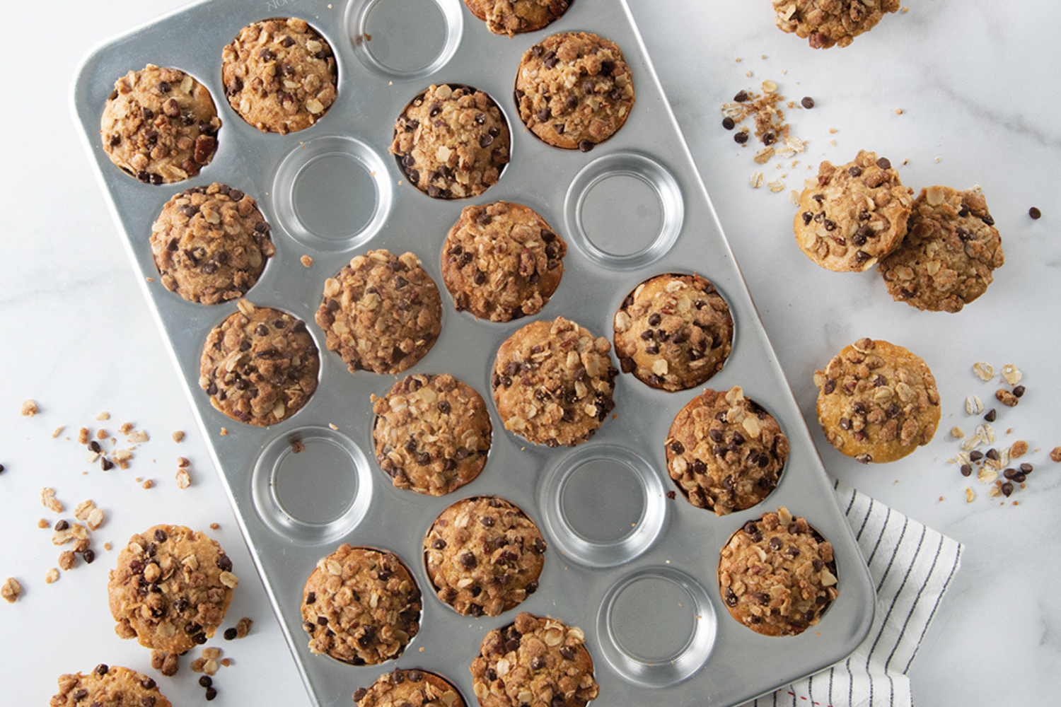Mini Banana Chocolate Chip Muffins Mini Banana Chocolate Chip Muffins in a Naturals® 24 Cavity Petite Muffin Pan