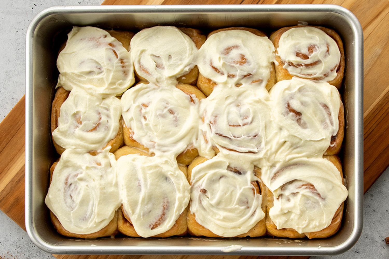 Naturals® 9" x 13" Rectangular Cake Pan with Cinnamon Rolls Iced Cinnamon Rolls made in a Naturals® 9" x 13" Rectangular Cake Pan