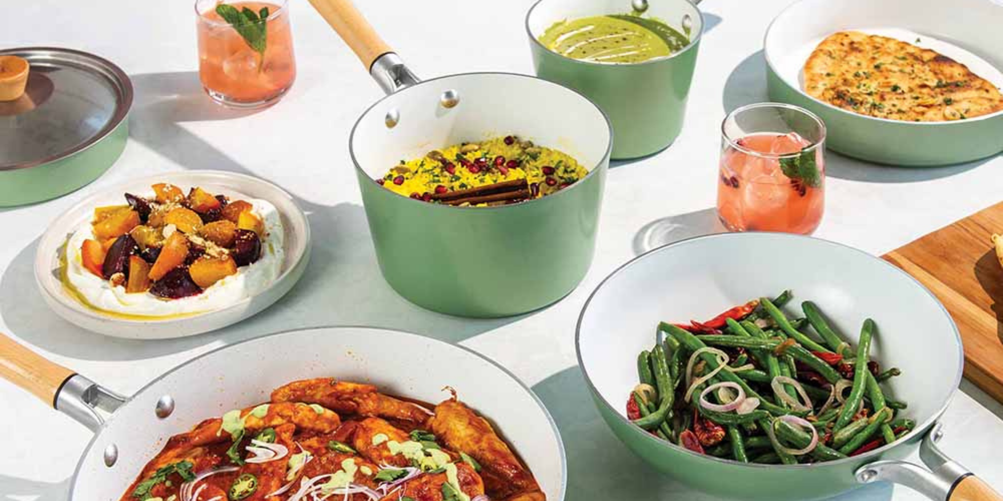 Cardamom Ceramic Cookware Collection serving delicious food.
