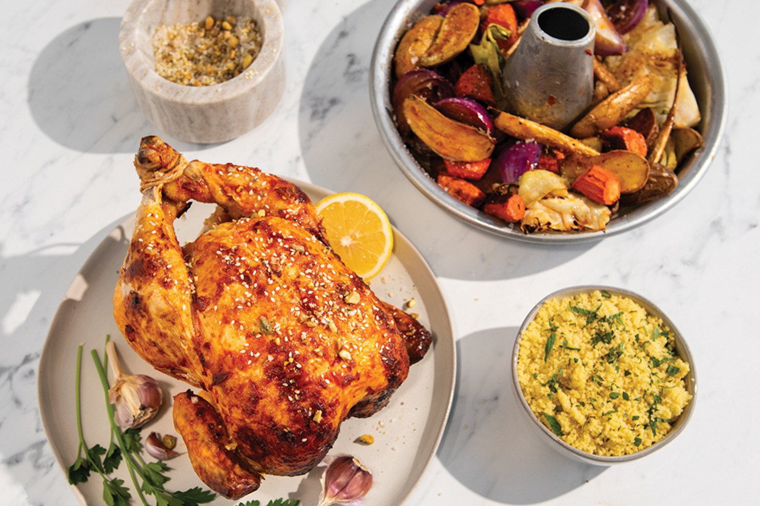 One Pan Roasted Whole Chicken and Veggies