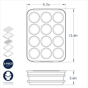 naturals bakeware 5 piece bake and store set dimensional drawing