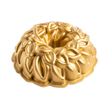 Laurel Wreath Bundt Pan with gold exterior