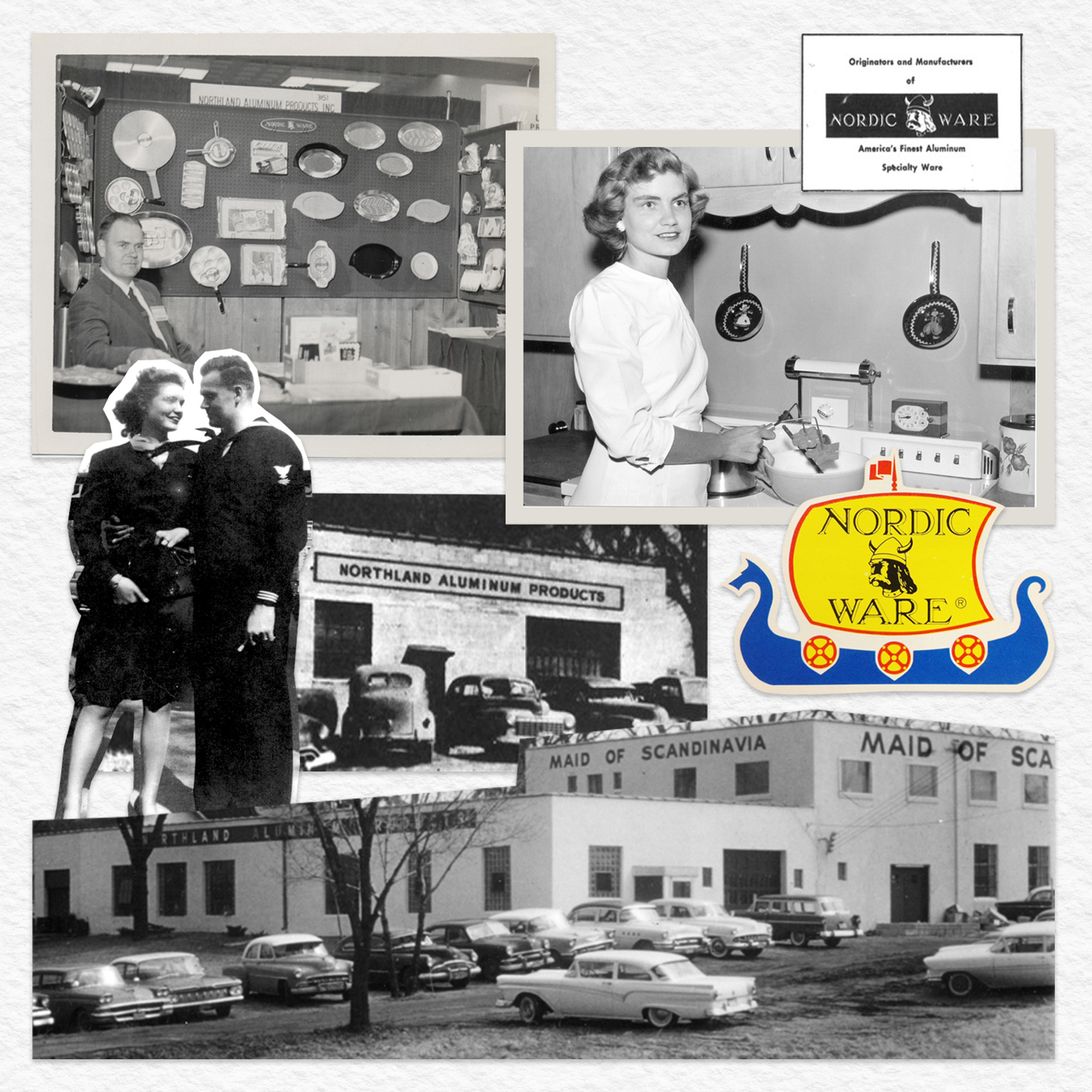 Collage of Nordic Ware historic images and of Nordic Ware's founders