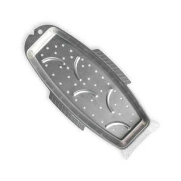 naturals fish and seafood griller on white background, overhead