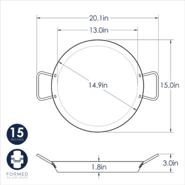 paella pan dimensional drawing
