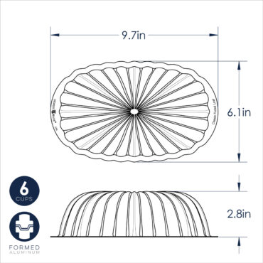 fluted loaf pan dimensional drawing