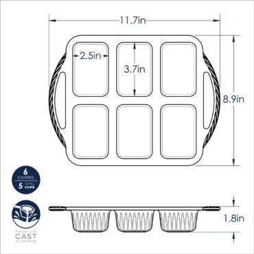 cardamom mini loaf pan dimensional drawing