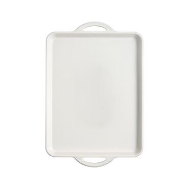 overhead view of cardamom large baking sheet showing white nonstick interior coating