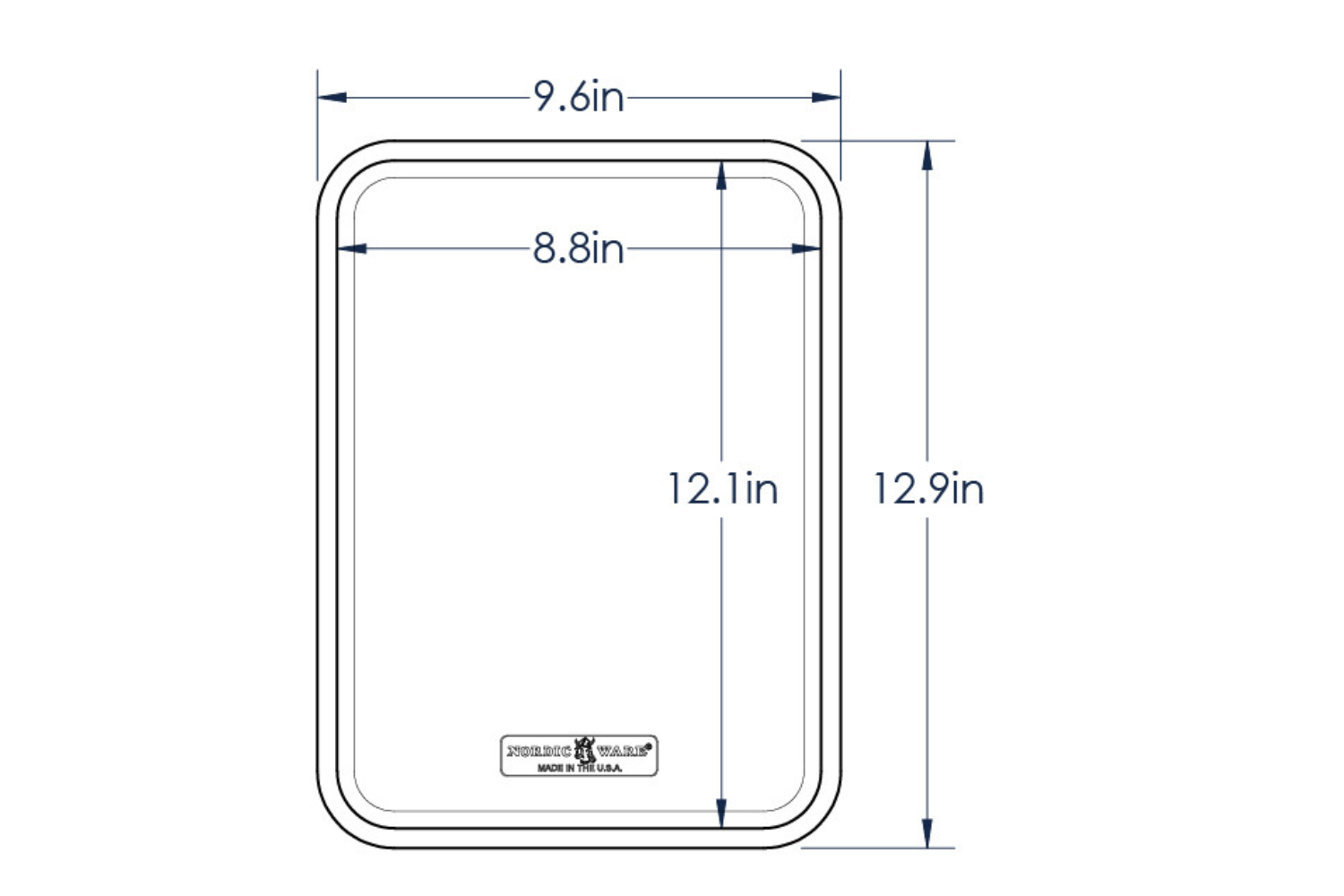 Dimensions of the Naturals® Quarter Sheet Pan. 