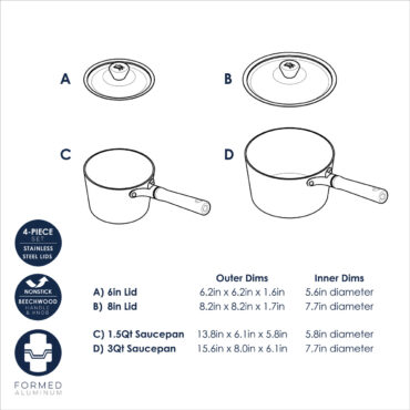 cardamom saucepan set dimensional drawing