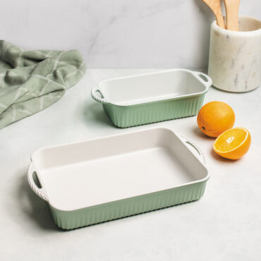 cardamom rectangular baker and loaf pan on coutnertop