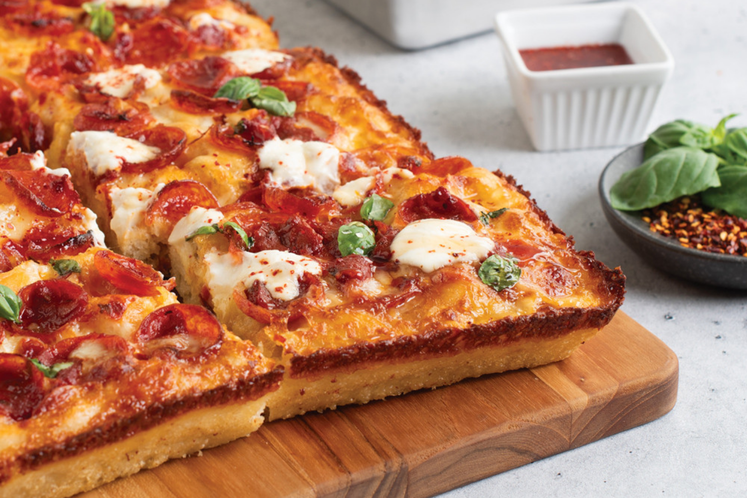 Hot Honey and Ricotta Detroit Style Pizza